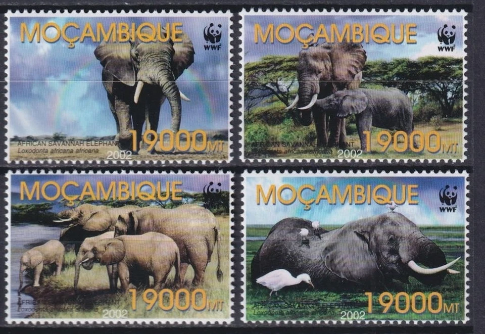 Mozambique 2002 fauna, animales salvajes, elefantes, WWF MNH** Foto 1 de 1