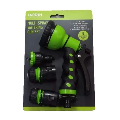 Jardin Garden Spray Watering Hose Gun Set 8 Multi Function Pattern W/Tap Fitting - Image 1 of 4