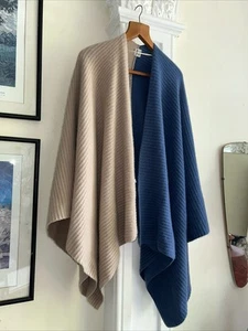 Mantón de cachemir envolvente talla única n.º 42 West Street beige/azul hecho en Nepal - Imagen 1 de 7