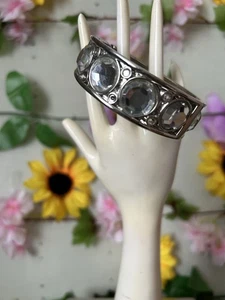 Silver Tone Diamanté Bangle - Picture 1 of 4
