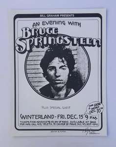 BRUCE SPRINGSTEEN ROCK CONCERT POSTER RANDY TUTEN SIGNED WINTERLAND BILL GRAHAM - Picture 1 of 2