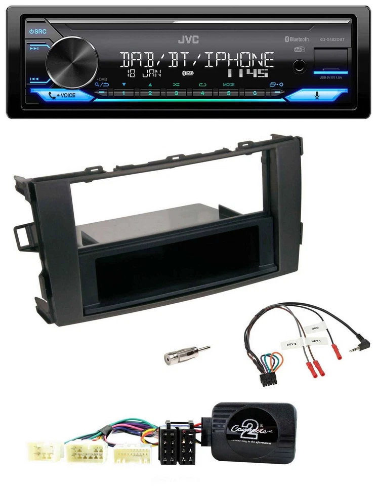 JVC Bluetooth DAB USB Lenkrad Autoradio für Toyota Auris 2007-2011 schwarz - Bild 1 von 4