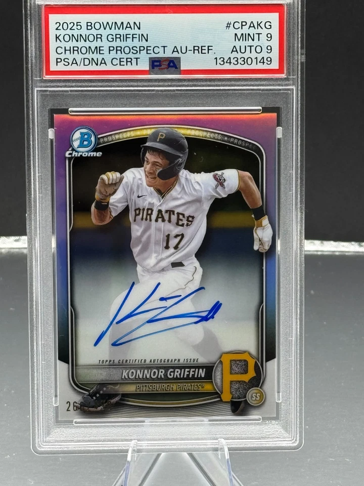 Bowman Chrome Prospects Konnor Griffin 2025 refractor automático/499 PSA 9/9 Foto 1 de 3