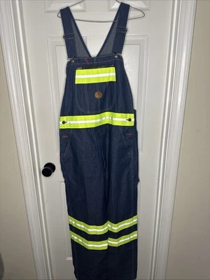 Red Kap Men's Denim Bib Overall 36x32 New Reflective - Image 1 of 4