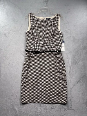 Nuevo con etiquetas Vestido Chaps Para Mujer 12 Negro Tostado Lunares Sin Mangas Vaina Bolsillos Forrado Foto 1 de 4