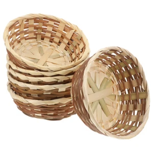 6 Stück Weiden-Aufbewahrungskorb, Bambus-Gewebe, Brotkorb, rund, Rattan, - Bild 1 von 12