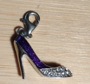 Sterling Silver 925 Bracelet Charm Stiletto High Heel Shoe - Picture 1 of 5
