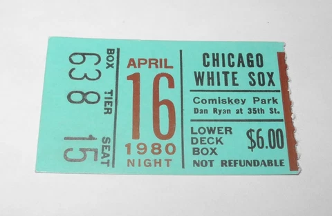 1980 Baseball Chicago White Sox vs NY Yankees Ticket 4/16 Harold Baines Rookie Cover
