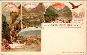 ALEMANIA - SALUDO DESDE LAS MONTAÑAS SUIZAS - MULTI-VIEW INDIVIDED BACK POSTAL - Imagen 1 de 2