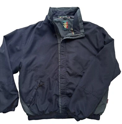 Chaqueta de Colección Sunice Para Hombre Bombardero Años 90 Azul Marino Cremallera Completa Cintura Elástica Media Foto 1 de 4