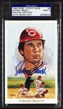 1989 Perez Steele Celebration Johnny Bench Signed Postcard Grade MINT 9 PSADNA