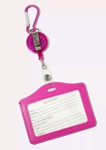 Pink ID Holder With Retractable Clip BNIB  - Picture 1 of 3