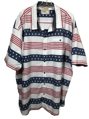FREE PLANET Men's 4X Red White Blue American Flag Short Sleeve Patriotic Shirt - Image 1 of 4