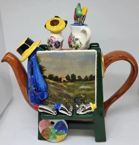 Tony Carter Teapot, Artist Easel, Monet, Numbered Limited Edition, 9"x9"x4" - Picture 1 of 7