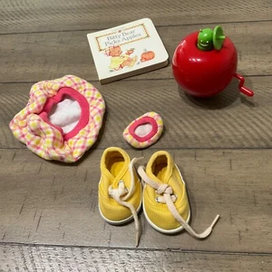 1998 American Girl Bitty Baby Autumn Apple, Bear Hat,Hat, Shoes, Book - Picture 1 of 1