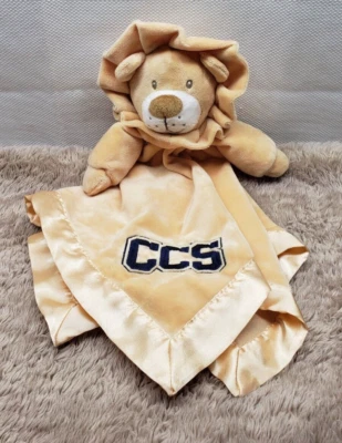 RARO León Bebé Lovey, Manta de Seguridad 18" x 18" Marrón Miel Felpa CCS Monograma Foto 1 de 4