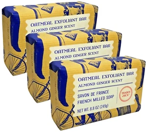 Trader Joe's Oatmeal Exfoliant Bar, Almond Ginger Savon De France 8.8 OZ 3 pack - Picture 1 of 3