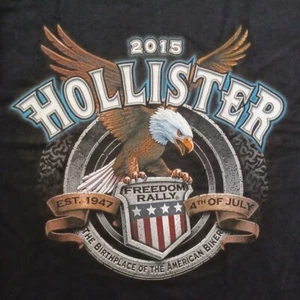 Hollister Freedom Rally Mens Shirt Medium Black Biker Logo 2015 Deadstock - Picture 1 of 14