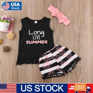 Summer Baby Kids Girls Toddler Tank Top Vest+Short Pants Outfits Clothes Set - Picture 1 of 8