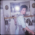 Unhappy Woman 1967 35mm Slide Photo Candid Surprised Mad Cooking Lipstick