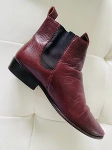 Vintage Womens Oxblood Leather Aigner Chelsea Ankle Booties Boots Shoes Size 6.5 - Picture 1 of 8