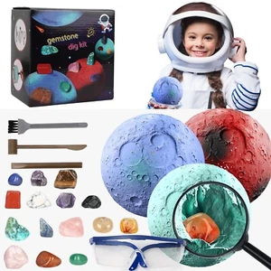 Gemstone Dig Kit, Solar System Space Toys, Find 15 Real Gemstones+crystals - Picture 1 of 10