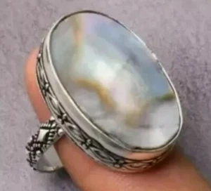 Size 12- 53140 -  Abalone Shell 925 Sterling Silver Plated Outstanding Ring  - Picture 1 of 6