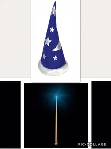 New Blue Adult or Child Wizard Hat or Merlin Hat; One Size + lightup magic wand - Picture 1 of 1