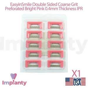 Juego de Tiras Dentales IPR Grano Grueso Doble Cara Preforado Rosa Brillante 0.4mm - Imagen 1 de 5