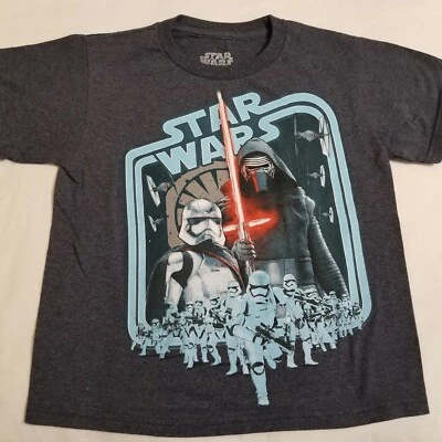 Boys T-shirt Star Wars Size Small 7 Blue Stormtrooper Tie Fighter Kylo Ren - Image 1 of 4