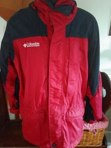 COLUMBIA OMNI-TECH Windbreaker Jacket Waterproof Red Nylon Men's Size S Unisex - Picture 1 of 5