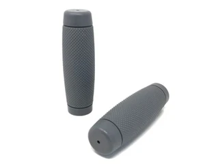 Motorcycle Hand Grips Retro Soft Touch for 22mm 7/8 inch Handlebars Grey PAIR - Picture 1 of 10