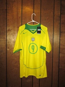 Nike New 2004 2006 Brazil Ronaldo Nazario Authentic Soccer Jersey Kit Home Gold - Picture 1 of 6