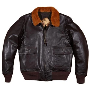 Chaqueta de vuelo para hombre G-1 aviador envejecida cuero de vaca real chaqueta de bombardero GD - Imagen 1 de 2