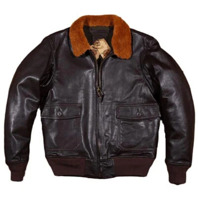 Men's G-1 Flight Jacket Aviator Distressed Real Cowhide Leather Bomber Jacket GD - Image 1 of 2