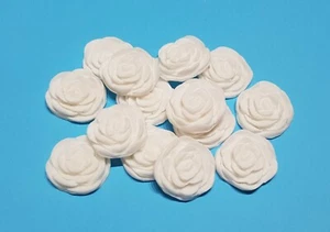 14x Sugar Icing Fondant Edible White Roses Cupcake Toppers Cake Decorations - Picture 1 of 1