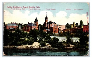 Public Buildings Grand Rapids Wisconsin WI 1912 DB Postcard P24 - Picture 1 of 2