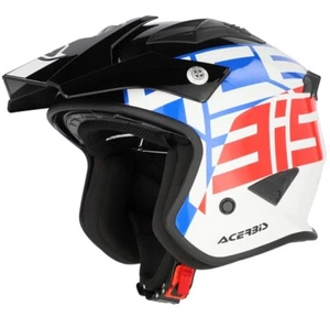 CASCO MOTO ACERBIS JET ARIA 2206 GRAPHIC BIANCO BLU ROSSO VISIERA INTERNA TG L - Foto 1 di 9