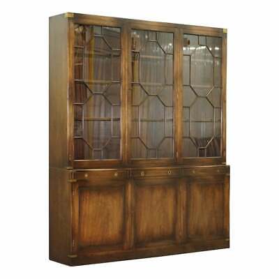 Harrods London Astral Glazed Military Campaign Library Bookcase Leather Desk • 4422.03£