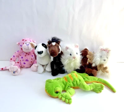 Webkinz Lot Of 7 No Code Tags Lizard Monkey Dogs Pony Cat Reindeer - Image 1 of 4