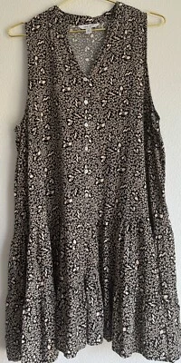 Mini Vestido Nine West Para Mujer Botón Frontal Estampado Animal En Niveles Sin Mangas Talla: XXL Foto 1 de 4