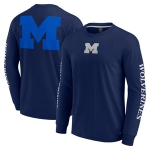 Men's Fanatics Navy Michigan Wolverines Strive Long Sleeve T-Shirt - Picture 1 of 3