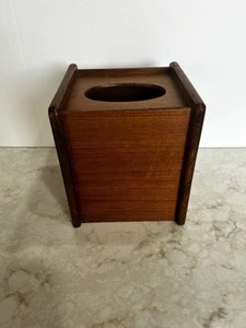 Vintage massive Eiche Holz Tissue Box Abdeckung Rechteck 5,5" Breite und 6" Höhe - Bild 1 von 8