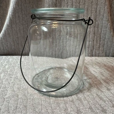 Tarro colgante de cristal con mango negro Foto 1 de 3