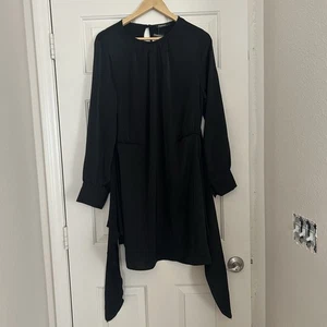 NEU Mode Damen Langarm schwarz fließend Skater Kleid Größe Large - Bild 1 von 9