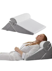 Wedge Pillow Headboard, 3PCS Orthopedic Bed Wedge Pillows Set for after Surgery, - Picture 1 of 15