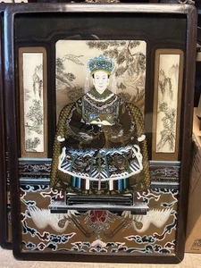 Vintage chinesische Rückseite Glas Gemälde Ahnen Porträts Qing Dynastie Stil - Bild 1 von 21