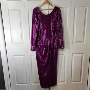 Eloquii Womens Purple Sequin Dress Size 20 Maxi Party Cocktail Formal Prom - Picture 1 of 13