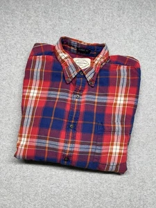 St Johns Bay Flannel Shirt Mens XL Red Navy Blue Plaid Classic Fit Rugged Basic - Picture 1 of 13