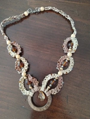 ""COLLAR MACRAMÉ - 2 Tonos - Centro Círculo - Boho Foto 1 de 2